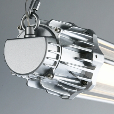 Glass Shade Island Light LED Linear Shape Suspension Pendant Light in Silver