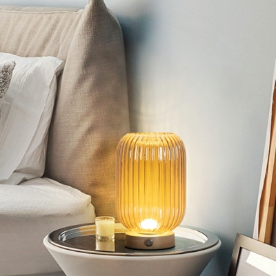 Glass Shade Nightstand Lamp LED Simple Style Table Lamp