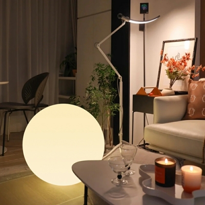 Globe Shape Floor Lamp Contemporary Style Floor Lighting in White