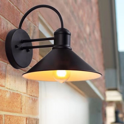 Industrial Outdoor Wall Lamp 1 Light Cone Metal Wall Light