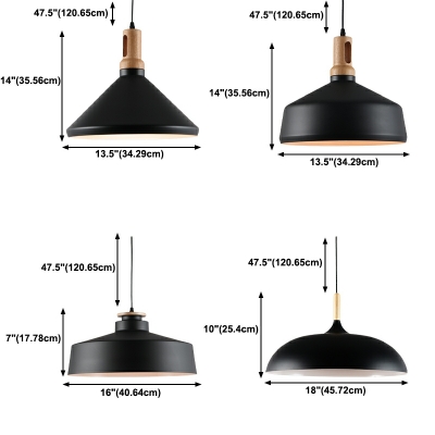 Industrial Style Swell Pendant Ceiling Lights Metal 1-Light Pendant Light in Black