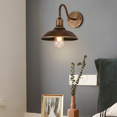 Industrial Vintage Barn Shade Wall Lamp Metal 1 Light Wall Light for Hotel Bedroom Bedside