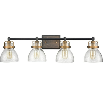 Industrial Vintage Bell Shape Vanity Light Wood Wall Lamp with Clear Glass Shade