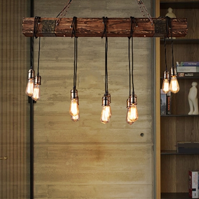 Island Chandelier Industrial Style Wood Island Lighting Fixtures for Living Room