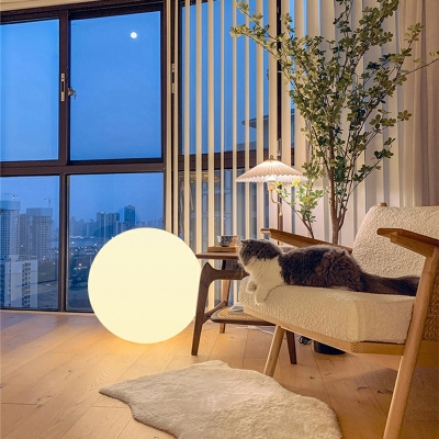 Minimalist Style Floor Lamp Globe Shape with PE Shape Floor Lighting in White