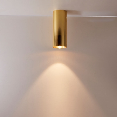 Modern Flush Mount Ceiling Light Cylinder Aluminum Flush Mount Lamp in Gold