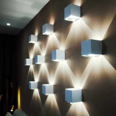 Modern Grey Wall Sconce Stone LED Square Shape Sconce Light Fixture