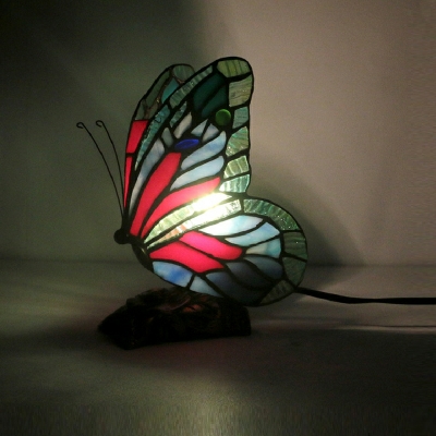 Tiffany Butterfly Glass Night Table Lamps Celestial Body Reading Book Light for Bedroom