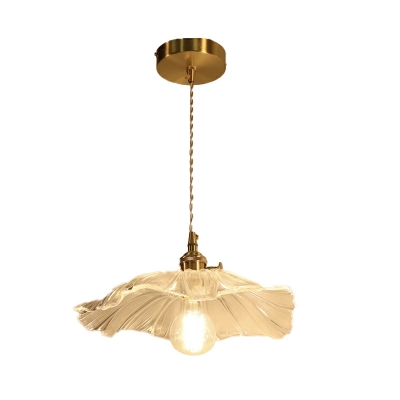 1-Bulb Pendant Lighting Brass with Clear Glass Shade Pendant Light