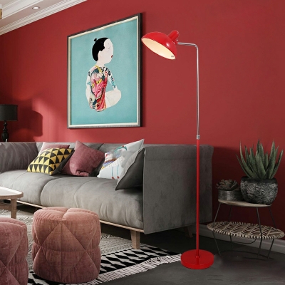 1 Light Bowl Nightstand Lamp Modern Style Metal Led Lamps in Red