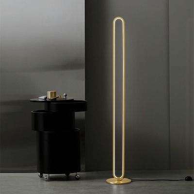 1 Light Curved Led Lamp Modern Style Metal Night Table Lamps in Gold