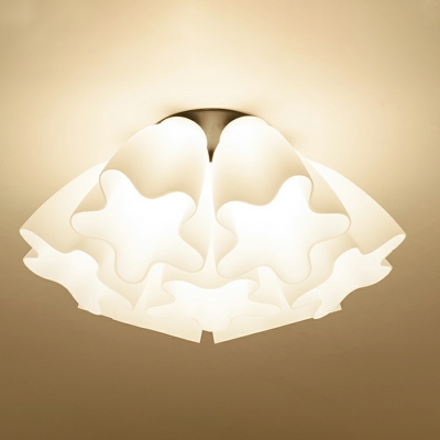 3-Light Flush Light Fixtures Minimalism Style Flower Shape Glass Ceiling Mounted Lights