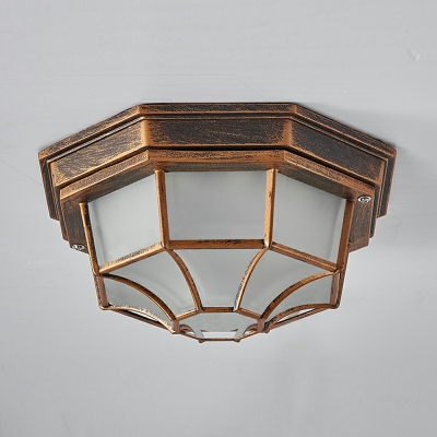 Art Deco Octagonal Flush Mount Ceiling Light Fixtures Glass Panes Flush Mount Lamp