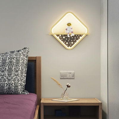 Astronaut Wall Sconce Lighting Metal with Acrylic Shade LED Wall Mount Light Fixture