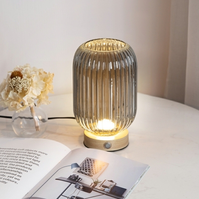 Glass Shade Nightstand Lamp LED Simple Style Table Lamp