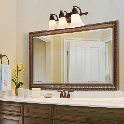 Industrial Style Vanity Lamp Linear White Class Vanity Light for Bathroom