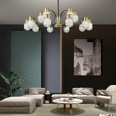 LED Pendant Light Fixture Metal and Glass Living Room Bedroom Dining Room Chandelier Lighting Fixtures