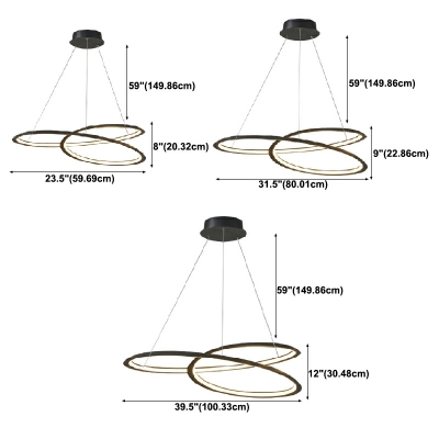 Linear Shape Chandelier Light Fixture Aluminum & Silica Gel Hanging Light Fixture