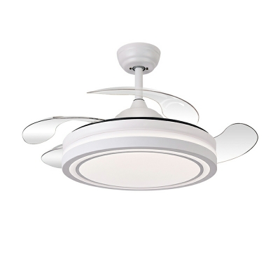 Modern 1-Light Semi Mount Lighting Acrylic Semi Fan Flush for Living Room Bedroom