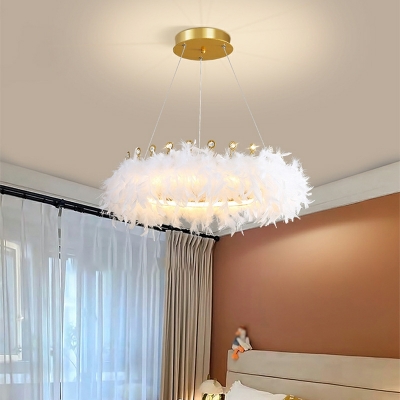 Modern Creative Feather Chandelier Crown Decoration Chandelier for Bedroom