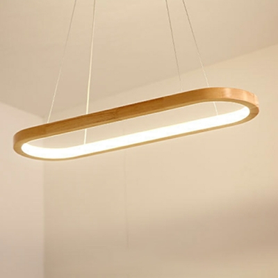 Modern Style 1 Light Elliptical Ring Hanging Chandelier Wood Pendant Light