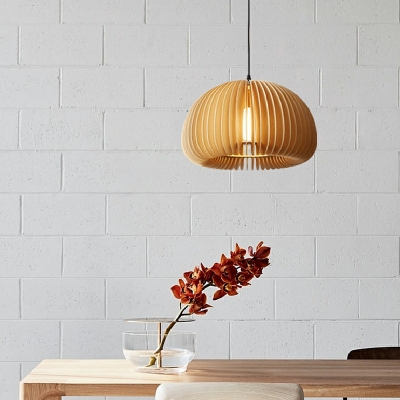 Modern Wood Pendant Light Fixtures Dome Suspension Pendant for Dinning Room