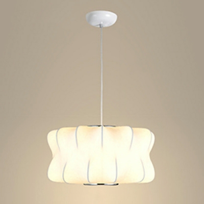 Oval Pendant Lighting Modern Style Silk 1-Light Pendant Light in White