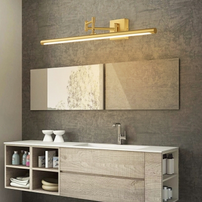 Postmodern Bronze Vanity Light Simple Adjustable Wall Mounted Mirror Front in Gold