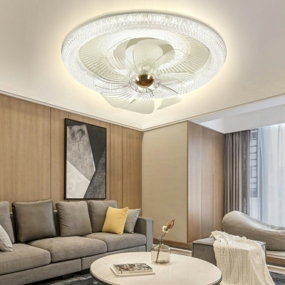 Round Shade Flush Mount Fan Light Modern Style Acrylic Flush Mount Fan Lights for Living Room