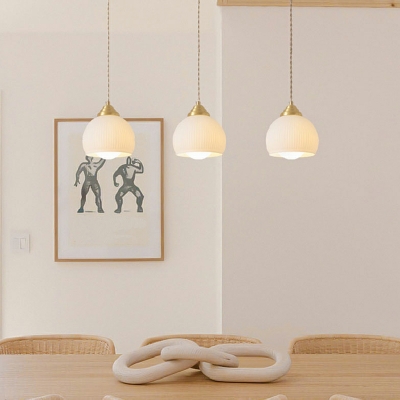 White Glass Shade Vintage Pendant Lighting Metal Hanging Light Fixture