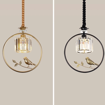 1-Light Hanging Lights Minimalism Style Ring Shape Metal Pendant Light Fixture