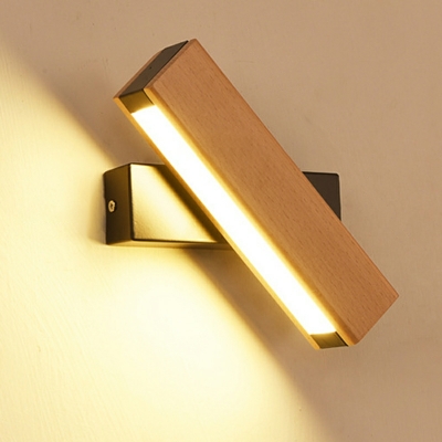 1-Light Wall Mounted Lamps Contemporary Style Rectangle Shape Wood Sconce Lights