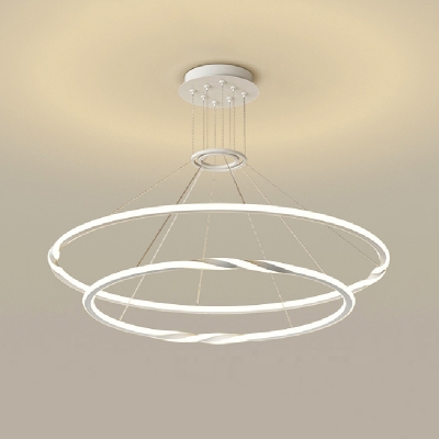 2 Light Circle Chandelier Lamp Double Layer Chandelier Light for Dining Room