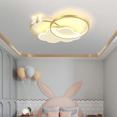 4-Light Ceiling Mounted Fixture Kids Style Geometric Shape Metal Flush Mount Light