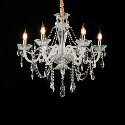 Glass Draped Bead Pendant Chandelier European Style 15 Lights Chandelier Light in White