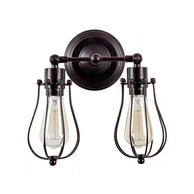 Industrial Style Wrought Iron Wall Sconces Iron Frame Wall Light