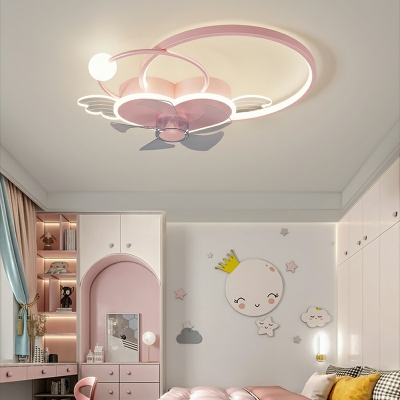 Loving Heart Ceiling Fan Iron Flush Mount Lighting Fixtures for Children's Room