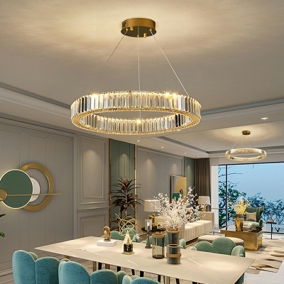 Modern Style Crystal Chandelier Lamp Ring Shaped Chandelier Light for Living Room
