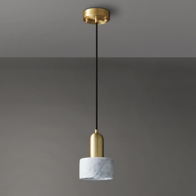 Nordic Minimalist Creative Marble Hanging Lamp Copper Single Pendant for Bedroom