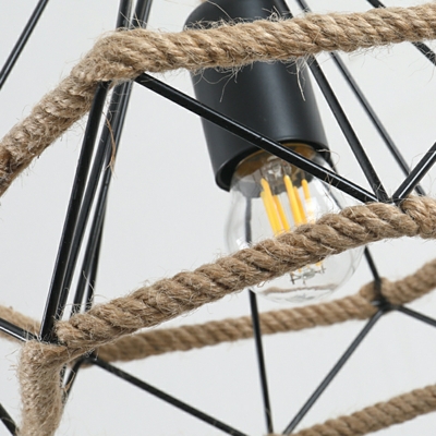Rope Geometric Drop Pendant Industrial Style 1 Light Pendant Lamp in Brown
