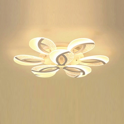 Starburst-Inspired Design Flush Mount Lighting with Acrylic Shade Flush Mount Fixture in White