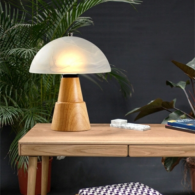 Wood Table Lamp Single Head with White Glass Shade Table Lighting