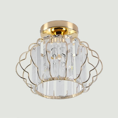 1 Light Contemporary Ceiling Light Caged Crystal Ceiling Fixture