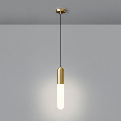 1-Light Hanging Lights Minimalism Style Tube Shape Metal Pendant Light Fixture
