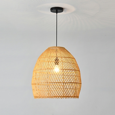 1 Light Modern Pendant Lighting Bamboo Weaving Hanging Lamp