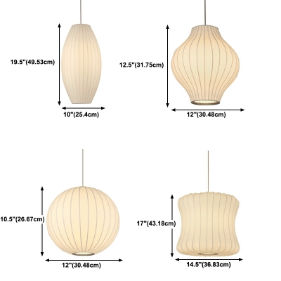 1 Light Sphere Pendant Lights Modern Style Silk Pendant Light in White