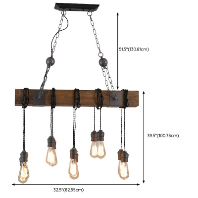10 Bulbs Chandelier Lighting Fixtures Wooden Hanging Pendant Lights