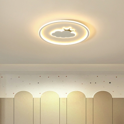 2-Light Close To Ceiling Chandelier Kids Style Crown Shape Metal FFlushmount Lighting