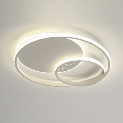 2-Light Flush Light Fixtures Minimalism Style Round Shape Metal Ceiling Mounted Lights