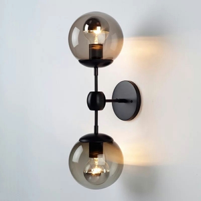American Retro Glass Wall Lamp Simple Wrought Iron Aisle Wall Sconce for Bedroom
